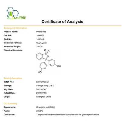 Phenol red COA CAS 143-74-8 | Shaanxi BLOOM Tech Co., Ltd Phenol red COA CAS 143-74-8 | Shaanxi BLOOM Tech Co., Ltd