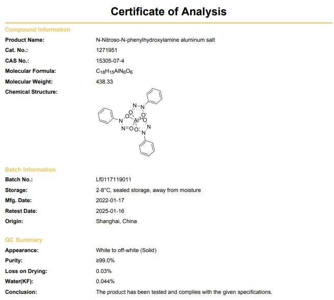 CAS 15305-07-4 Polymerization Inhibitor 510(NPAL) COA | Shaanxi BLOOM Tech Co., Ltd CAS 15305-07-4 Polymerization Inhibitor 510(NPAL) COA | Shaanxi BLOOM Tech Co., Ltd